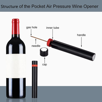 Portable Wine Air Pressure Pump Bottle Corkscrew Opener - Essential Bar Tool for Wine Lovers at Home, Restaurant, and Parties