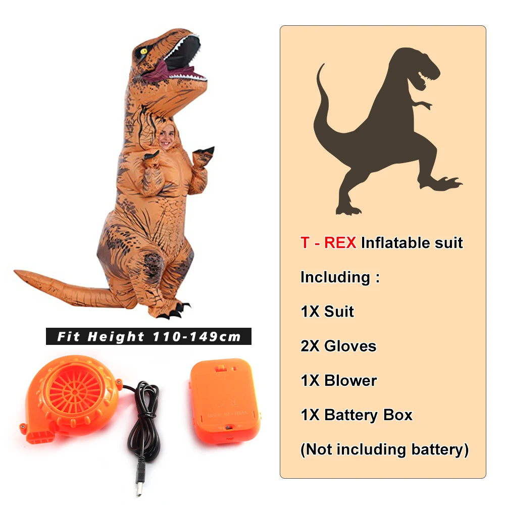 T-Rex Inflatable Tyrannosaurus Dinosaur Costume – Kids and Adult Role-Playing Fancy Dress for Halloween and Parties