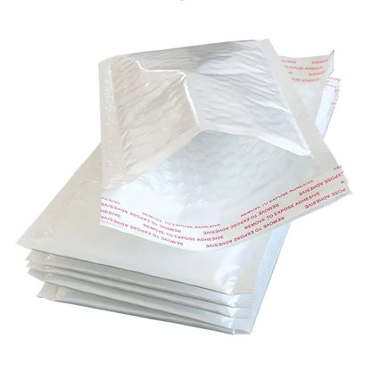 50Pcs White Poly Bubble Mailers – Self-Seal Padded Envelopes for Gifts, Books, and Packaging, Shipping Bags