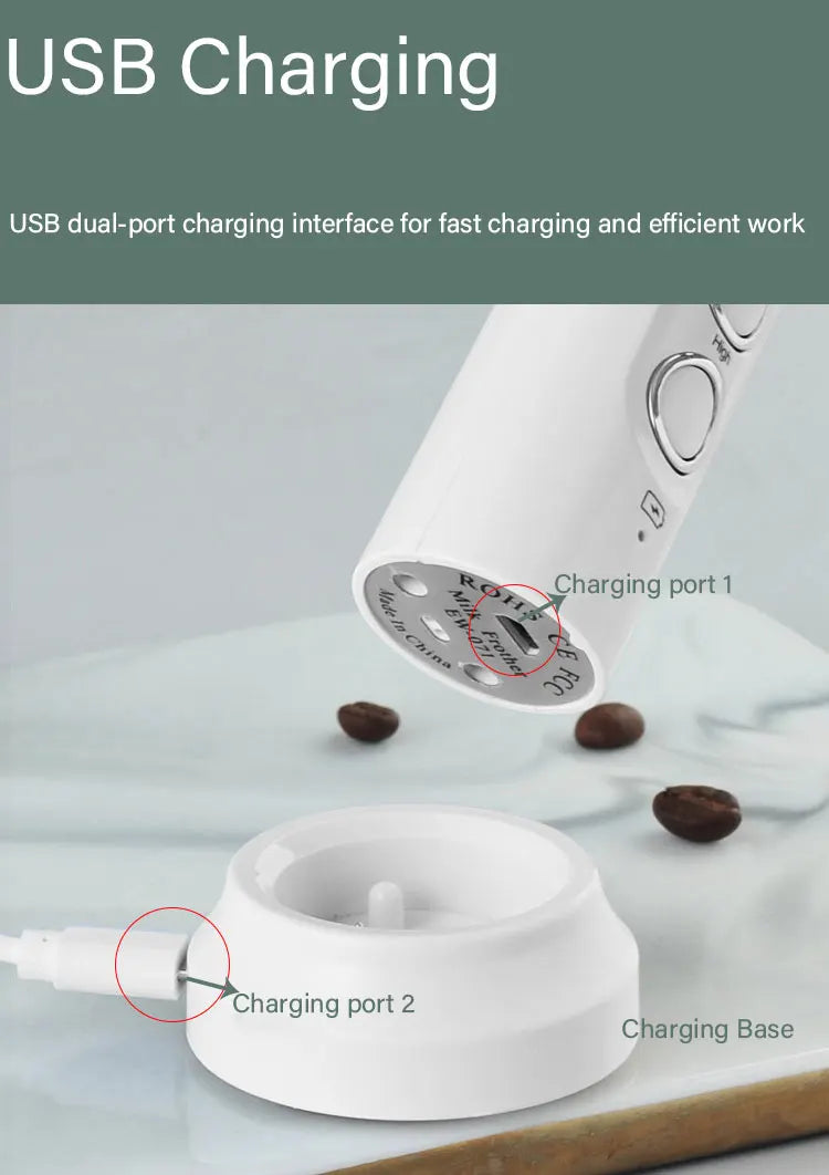 3-in-1 Rechargeable Electric Milk Frother | High-Speed Handheld Foam Maker & Coffee Frothing Wand | Portable Drink Mixer