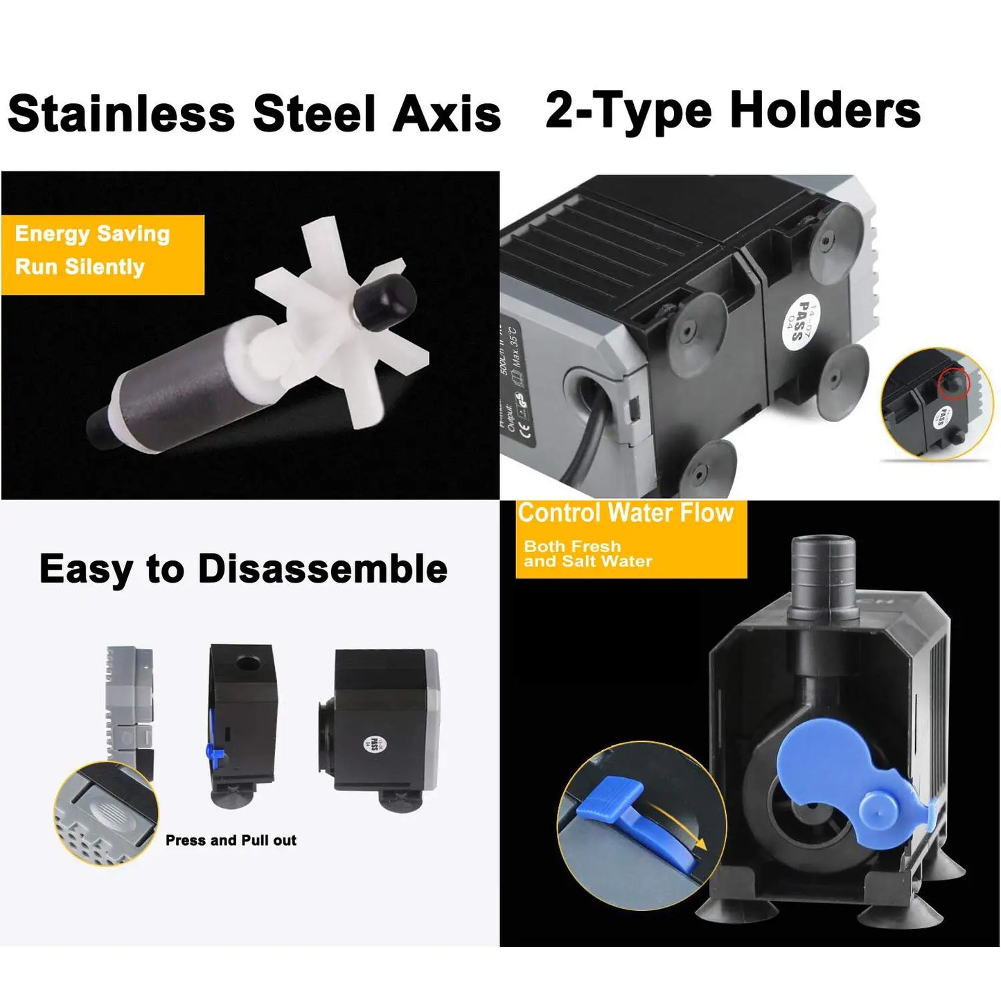 Ultra-Quiet Submersible Aquarium Water Pump - Adjustable 1500-5000L/h for Fish Tanks, Fountains & Ponds
