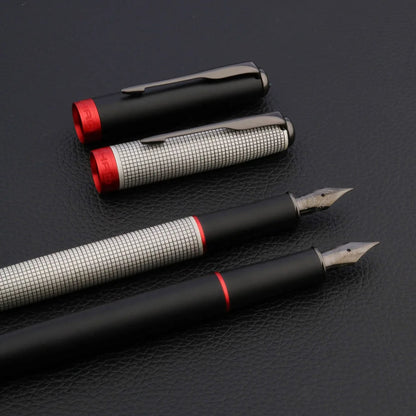 Luxury JINHAO 75 Fountain Pen – Checkered Design with Ash Feather Arrow, Tungsten Steel Black Nib for Office & School