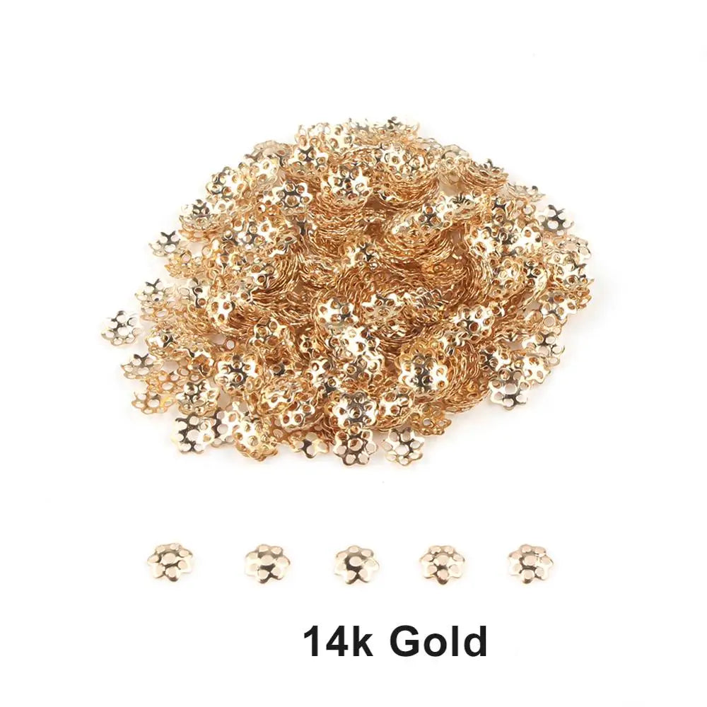 500Pcs Hollow Flower Filigree Bead Caps - 6mm Metal Spacer Beads for DIY Earrings, Jewelry Making & Craft Supplies
