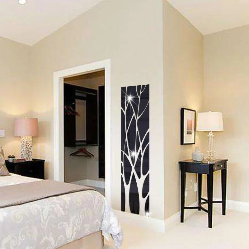 3D Acrylic Mirror Wall Sticker Tree - DIY Art Decal for TV Background, Living Room & Bedroom Home Decor
