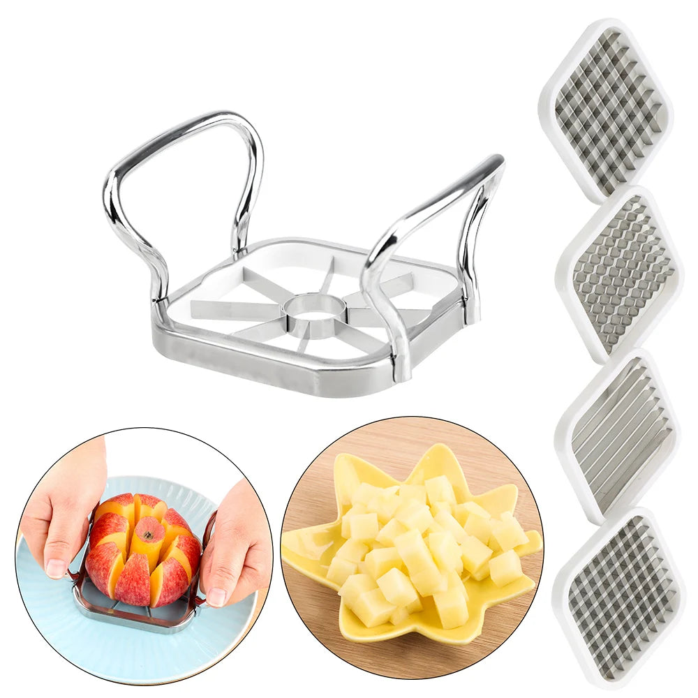 5pcs/set Multi-Functional Stainless Steel Kitchen Utensils: Cutter Slicer for Apple, Pear, Potato Chips, Vegetables, and Fruits