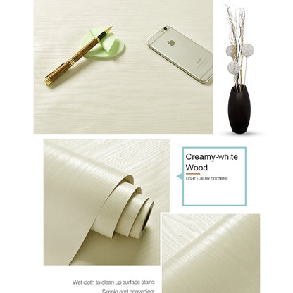 PVC Waterproof Self-Adhesive Wallpaper Roll — Wood Grain Vinyl Decorative Film for Furniture, Cabinets, and DIY Home Decor