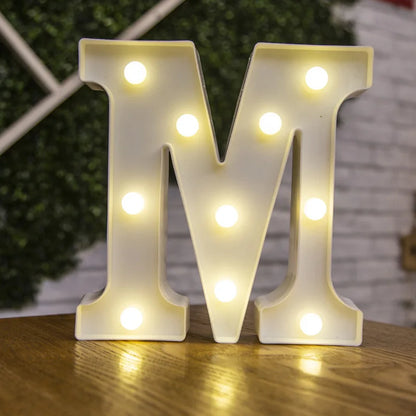 Alphabet & Number LED Lamp Night Light – Warm Battery-Powered Luminous Letter Light for Home, Wedding, Birthday & Party Decoration