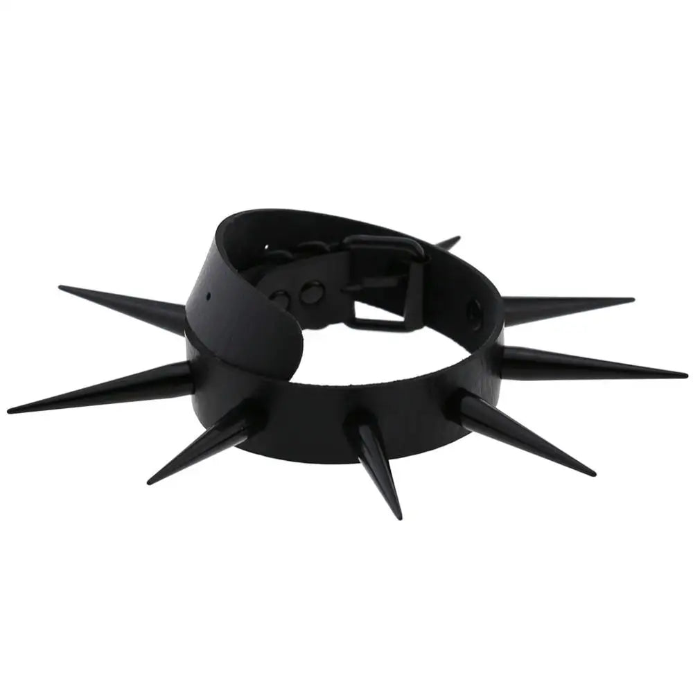 Big Long Spiked Choker Collar – Cool Punk Necklace for Women & Men, Metal Rave Festival Goth Jewelry