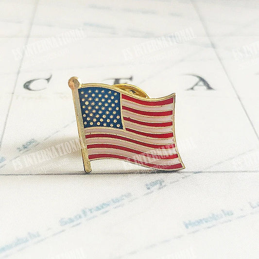 America USA Flag Lapel Pin – Crystal Epoxy Metal Enamel Badge, Paint Brooch Souvenir for Suit or Commemorative Gift