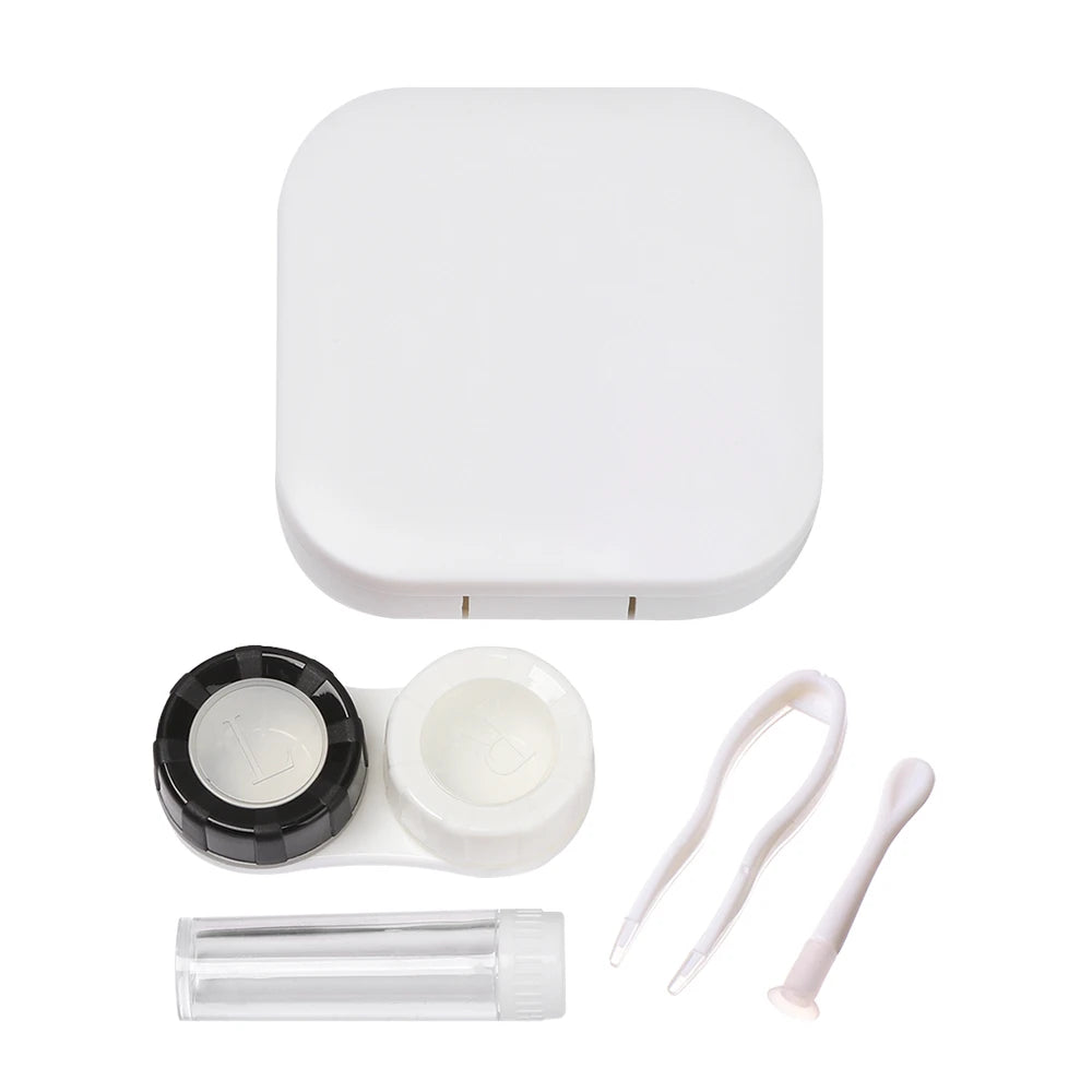 Square Contact Lens Case – Portable Travel Lens Storage & Soaking Box Holder, Solid Color Fashion Eyewear Accessory Container