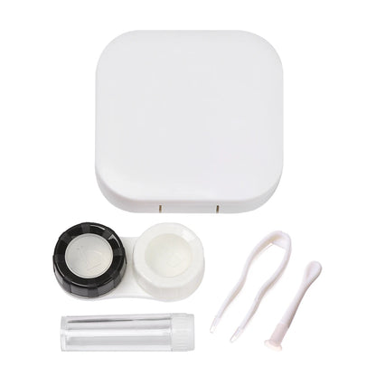 Square Contact Lens Case – Portable Travel Lens Storage & Soaking Box Holder, Solid Color Fashion Eyewear Accessory Container