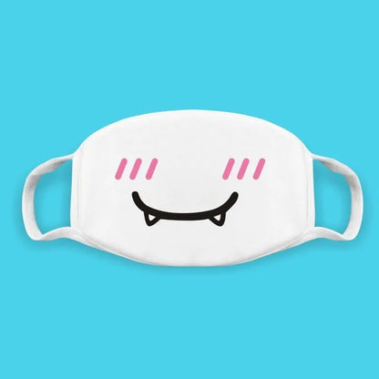 Kawaii Anime Expression Cotton Face Mask – Breathable Smile Mouth Muffle for Unisex Korean Style