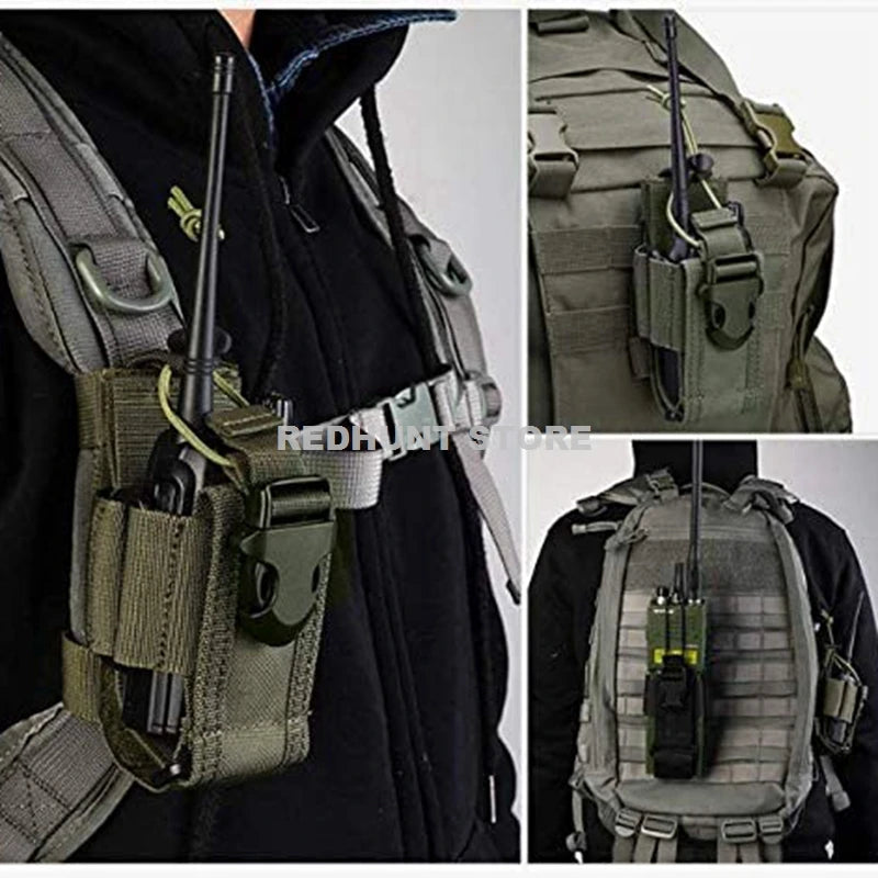 Adjustable Tactical Radio Holder Bag: Molle Two Way Radio Holster Pouch - Nylon Duty Military Storage Case for Walkie Talkie