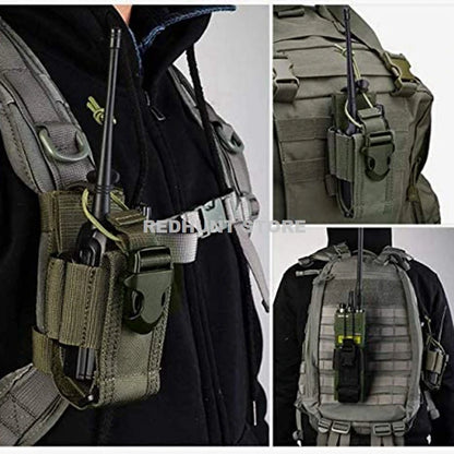 Adjustable Tactical Radio Holder Bag: Molle Two Way Radio Holster Pouch - Nylon Duty Military Storage Case for Walkie Talkie