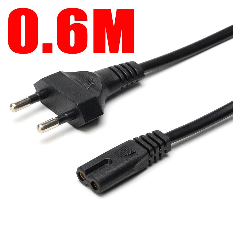 2-Pin US/EU to C7 C8 Power Extension Cable – Figure 8 LED Light & Laptop Cord for PS4, 0.6M/1.5M