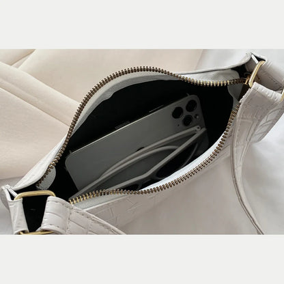 Fashion PU Leather Handbag for Women – Alligator Pattern Small Underarm Messenger Bag & Purse