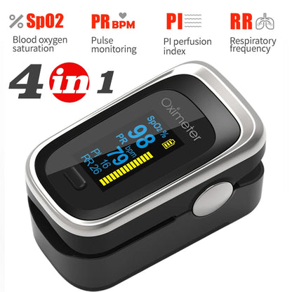 KIUZOU Finger Pulse Oximeter – SPO2, PR, PI, RR Blood Oxygen Saturation & Heart Rate Monitor, OLED Display