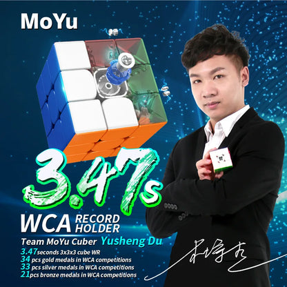 MoYu RS3M Magnetic 3x3 Speed Cube - RS3 M UV-Coated Magic Puzzle Cube for Speedcubing and Brain Training