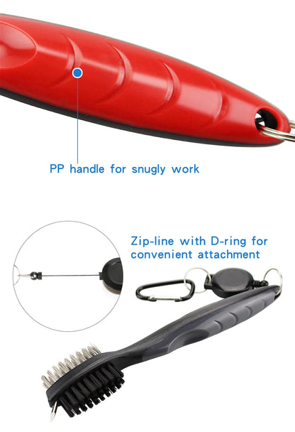 Golf Club Cleaning Brush with Cover – Retractable Carabiner Cleaner, 8 Styles for Outdoor Sports Accessories