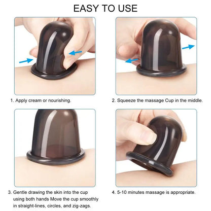 Silicone Vacuum Cupping Massage Jars: Anti-Cellulite Facial Suction Cups for Face & Neck Lift - Skin Scraping Guasha for Anti-Wrinkle Treatment