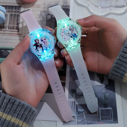 Disney Frozen Princess Kids Watch - Girls' Luminous LED Colorful Wristwatch for Students & Ladies