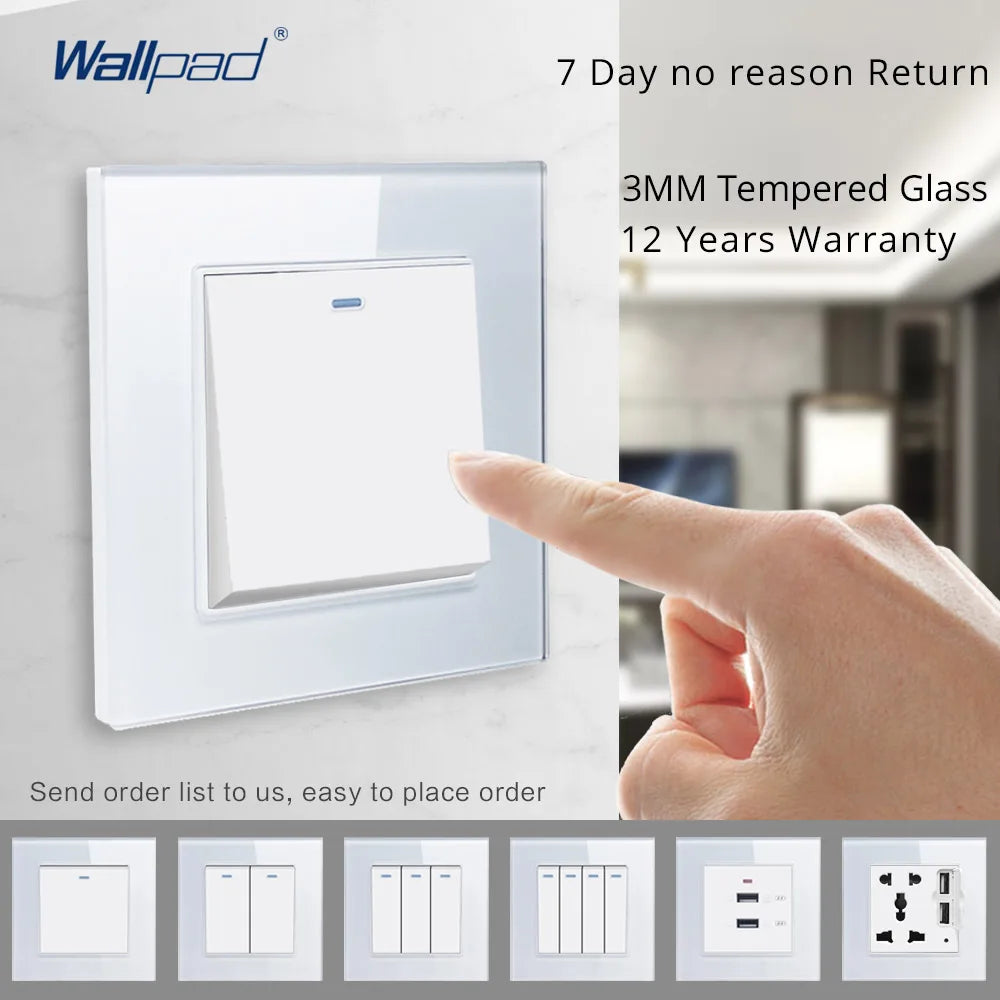 4 Pin Audio Wall Socket Panel - Luxury Crystal Glass Audio Video Sound Outlet 110V-250V