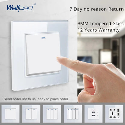 4 Pin Audio Wall Socket Panel - Luxury Crystal Glass Audio Video Sound Outlet 110V-250V