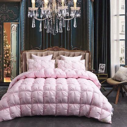 3D Luxury Quilted Goose Down Duvet – 100% High-Rank Winter Comforter, Thick Solid Color Blanket for King, Queen & Full Size Beds