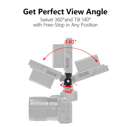 TOAZOE DSLR Camera Monitor Mount – Adjustable Swivel & Tilt Clamp with Cold Shoe Base for Flash & DIY Accessories