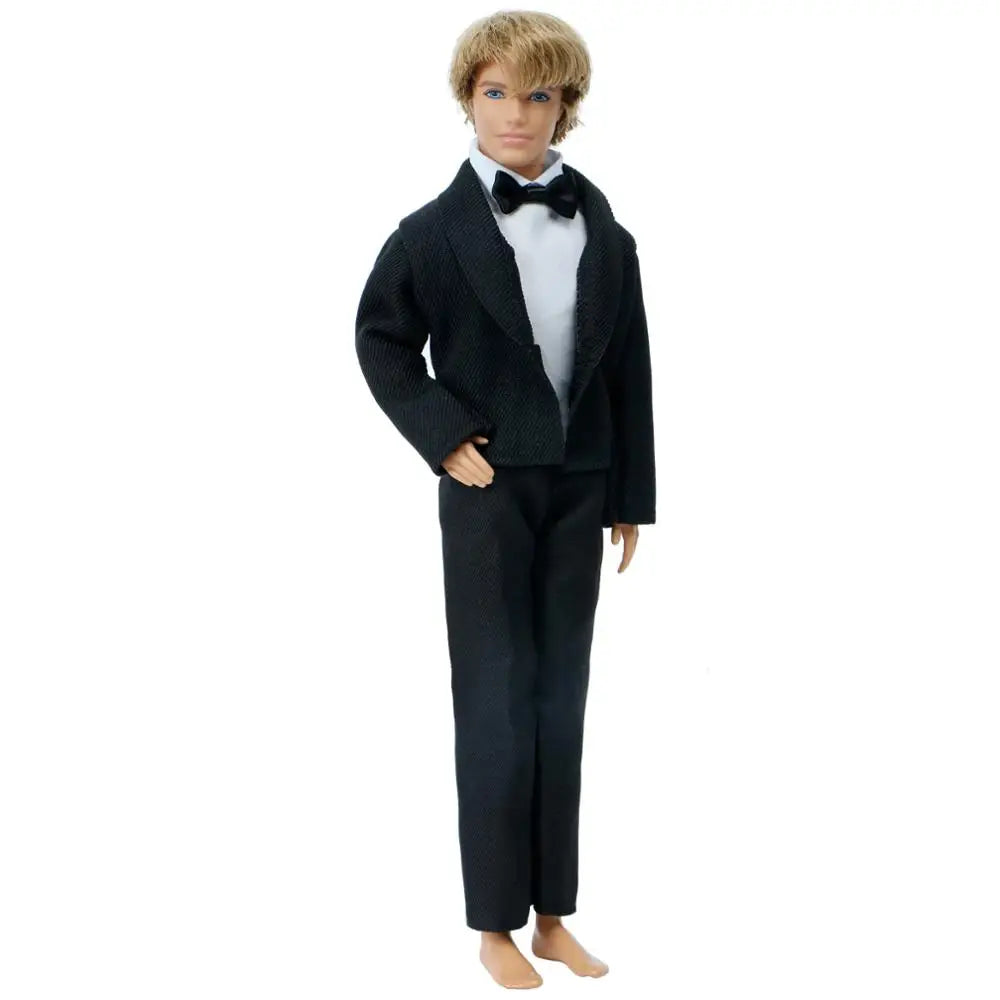 1/6 Men’s Doll Suit Set — Coat, Vest & Trousers for 12-Inch (30cm) Doll, Black Business, Tuxedo & Wedding Party Outfit