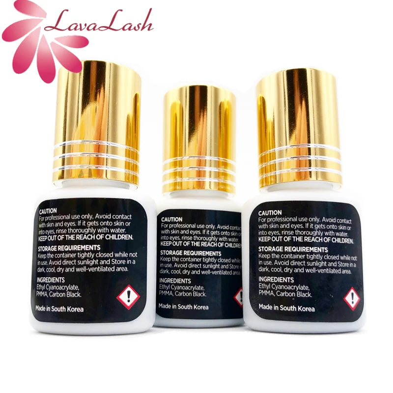 IB Super Plus Eyelash Extension Glue — 5/10 Bottles Original IBeauty Gold Cap Black Adhesive for False Lashes and Makeup Tools