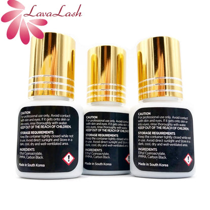 IB Super Plus Eyelash Extension Glue — 5/10 Bottles Original IBeauty Gold Cap Black Adhesive for False Lashes and Makeup Tools