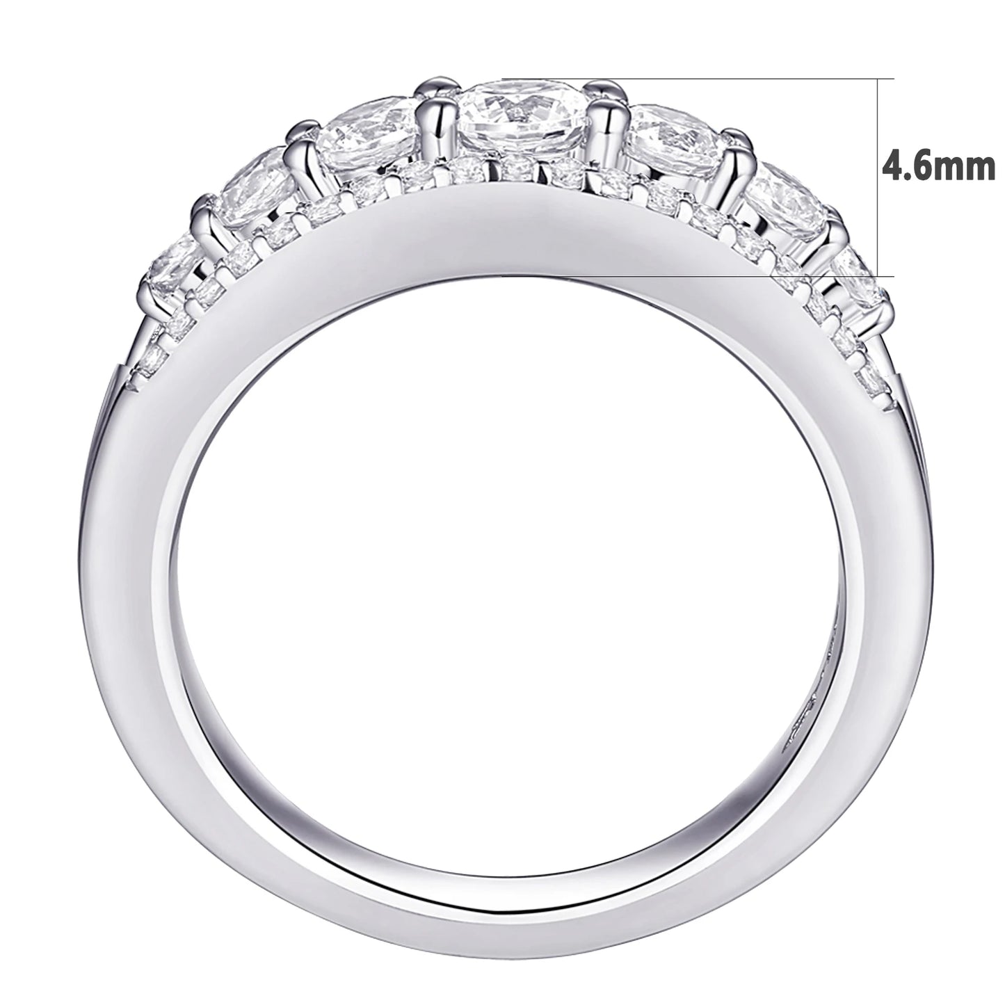 Newshe 925 Sterling Silver Eternity Ring — 1.1ct Round AAAAA CZ Wedding Band for Women, Sizes 4–13