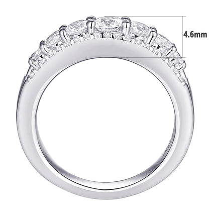 Newshe 925 Sterling Silver Eternity Ring — 1.1ct Round AAAAA CZ Wedding Band for Women, Sizes 4–13