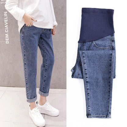 Maternity Boyfriend Jeans – High Waist Loose Denim Pants for Pregnant Women