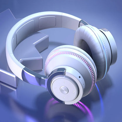 Bluetooth Headphones with Noise Reduction, Wireless Headset for Phones and PC, Gaming Headset with Heavy Bass and Colorful LED Lights