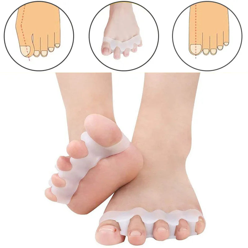 Silicone Finger Toe Protector Set - Separators, Stretchers, Straightener, Bunion Protector - Pain Relief Foot Care in 5 Colors