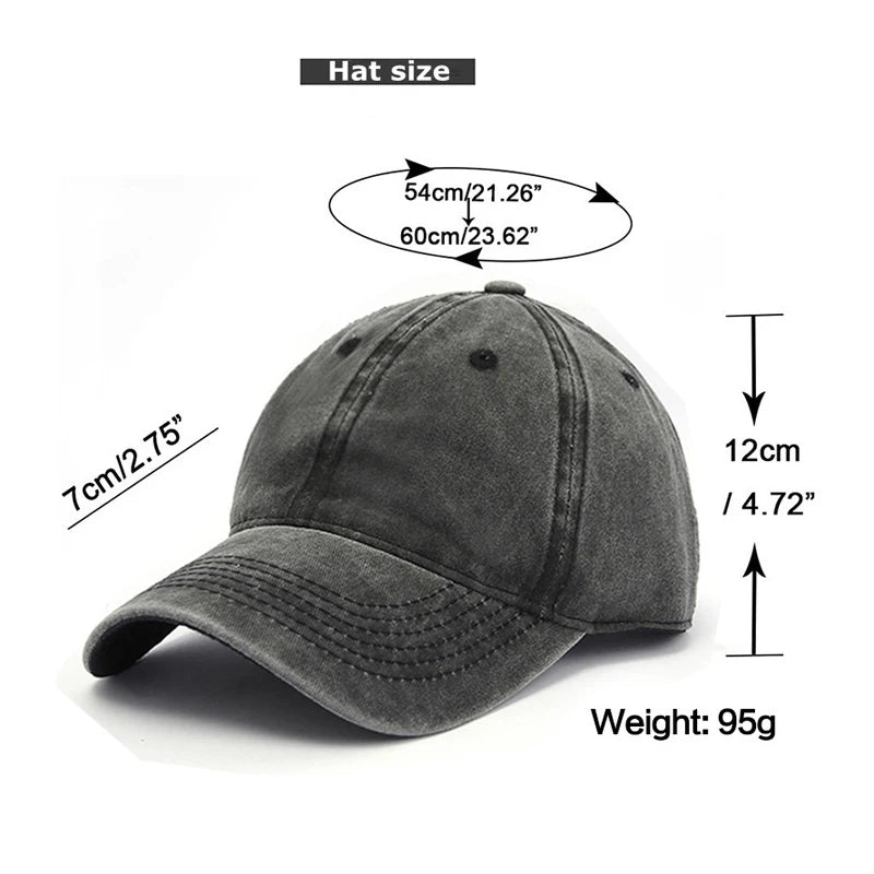 Baseball Snapback Cap – Pure Color Cowboy Hat, Water-Washed Hip Hop Fitted Cap for Men & Women, Spring & Autumn