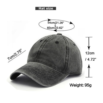 Baseball Snapback Cap – Pure Color Cowboy Hat, Water-Washed Hip Hop Fitted Cap for Men & Women, Spring & Autumn