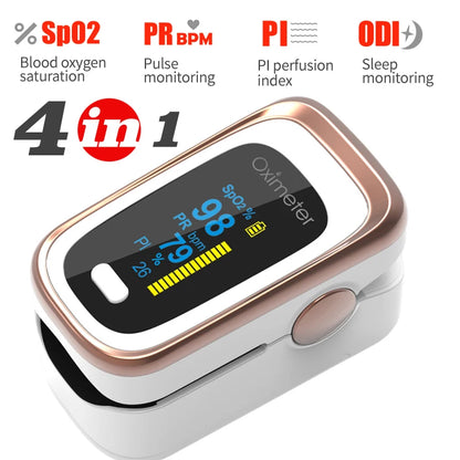 KIUZOU Finger Pulse Oximeter – SPO2, PR, PI, RR Blood Oxygen Saturation & Heart Rate Monitor, OLED Display