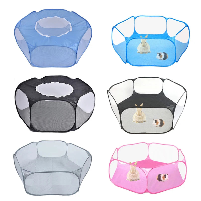 Portable Transparent Small Pet Cage – Foldable Playpen Tent for Hedgehogs, Dogs, Hamsters, Rabbits & Guinea Pigs