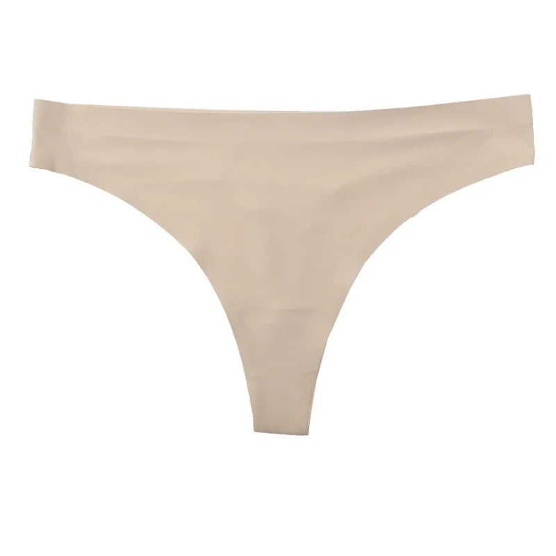 3PCS Ice Silk Seamless Thong Set for Women – Solid Low Rise Sexy G-String Sports Underwear, S-XL Sizes