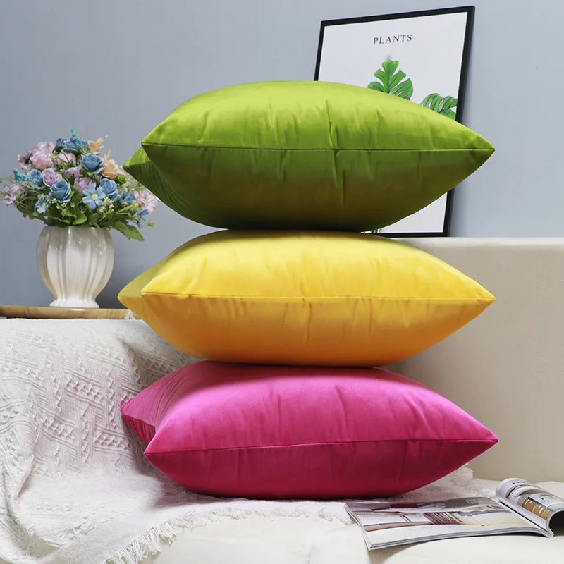 Solid Velvet Pillowcase – Red, Yellow, Blue, & Green Cushion for Sofa, Car, Living Room Home Decor, 45x45cm