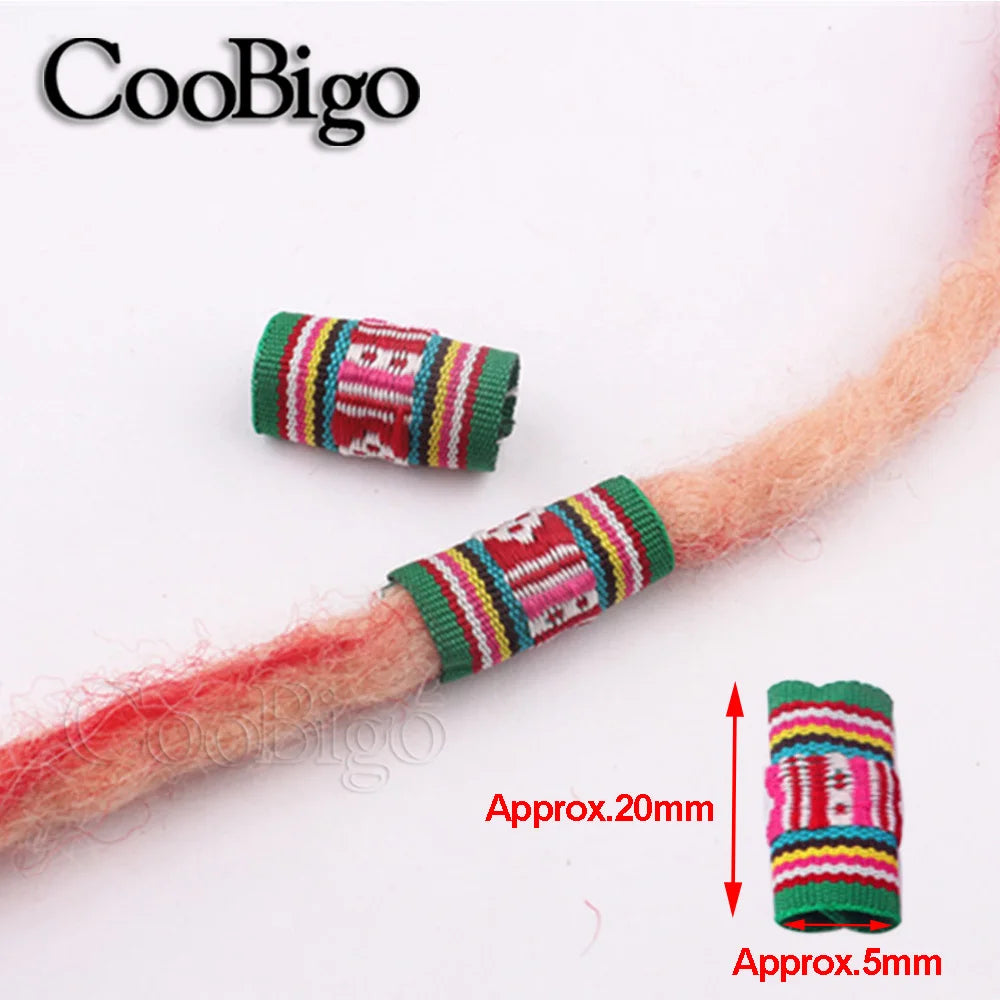 Braid Hair Rings & Tubes — Hip-Hop Dreadlock Beads, Embroidery Fabric Clips, Cuffs & Hair Decor DIY Craft Supplies by CooBigo