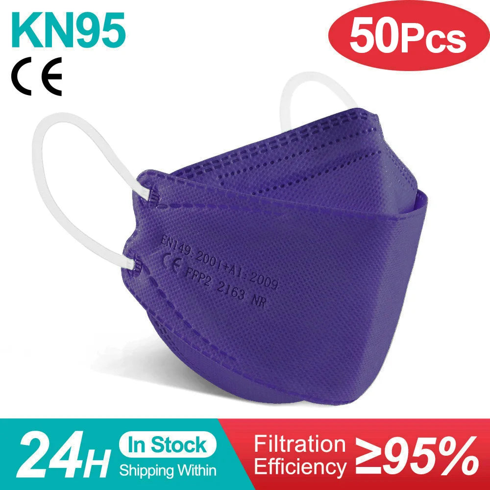 Colored FFP2 KN95 Face Masks – 4-Layer Protective Mascarillas, Certified N95/FFP2 Safety Mask