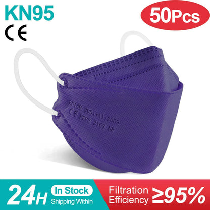 Colored FFP2 KN95 Face Masks – 4-Layer Protective Mascarillas, Certified N95/FFP2 Safety Mask