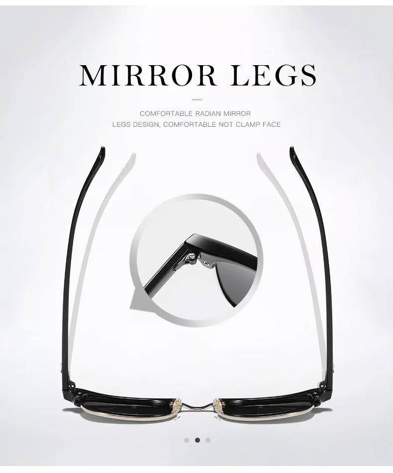 Classic Half Frame Polarized Sunglasses – Retro Rivet Design for Men & Women, Anti-Glare Black Travelling Shades