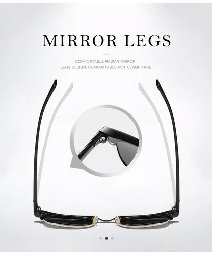 Classic Half Frame Polarized Sunglasses – Retro Rivet Design for Men & Women, Anti-Glare Black Travelling Shades