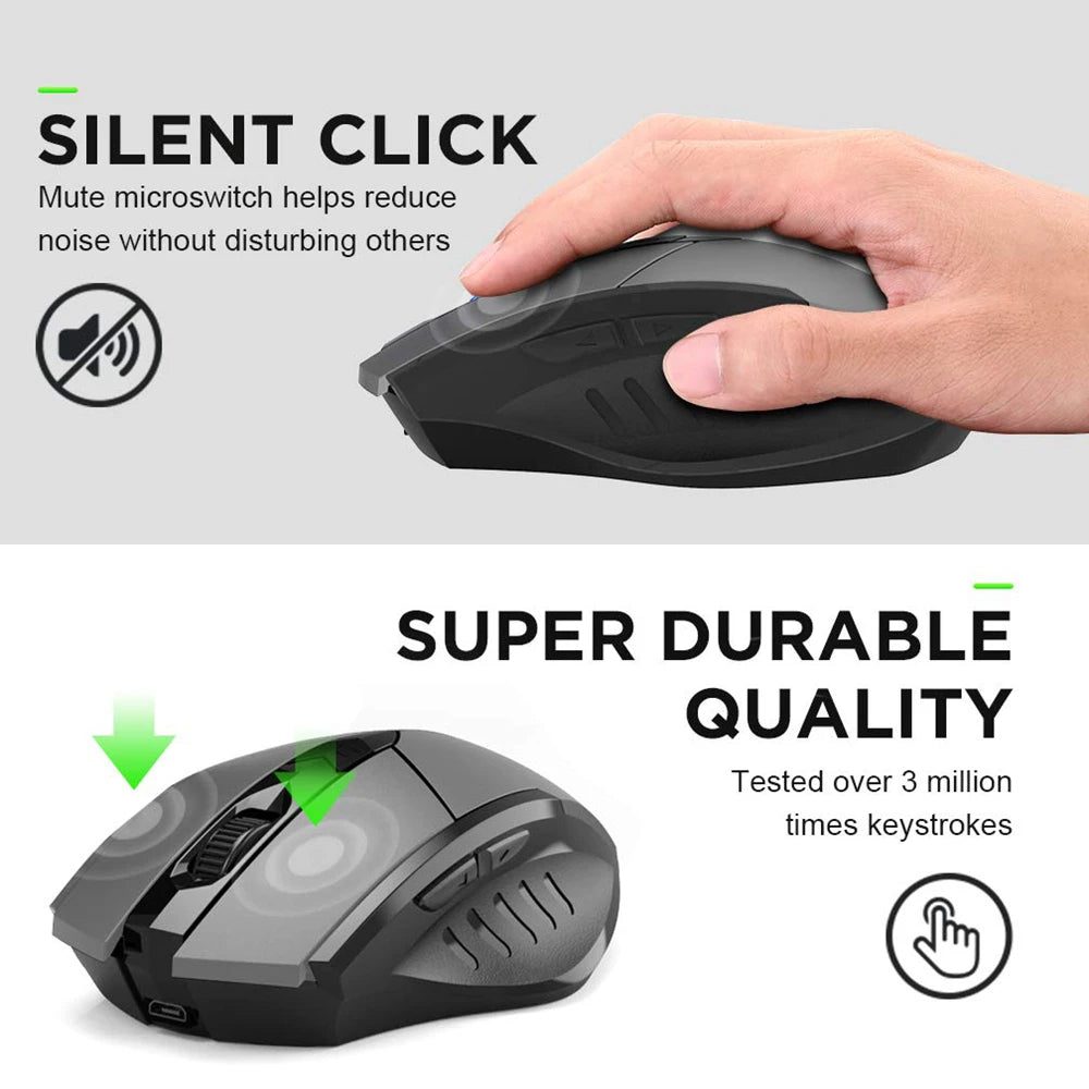 INPHIC Rechargeable Bluetooth Wireless Mouse – 2.4G Silent Office Mouse for PC, Laptop, Tablet & Smartphone