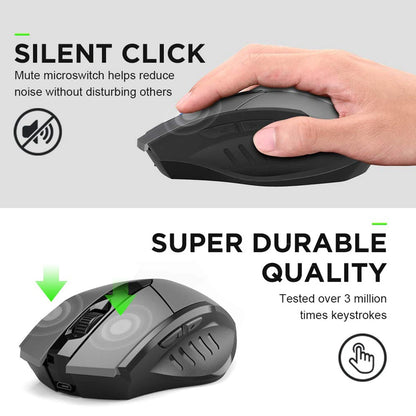INPHIC Bluetooth Wireless Mouse – Rechargeable 2.4G Silent Office Mouse for PC, Laptop, Tablet, and Smartphone
